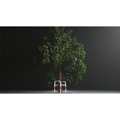 Anti-nudge hoop | for trees and posts | hot-dip galvanized and white coatedwith red reflecting stripes | width: 600 mm, depth: 600 mm, height above ground: 650 mm | to be fixed by plugs